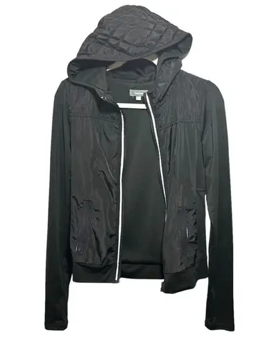 Neiman Marcus Women's Sz XS Jacket Black Quilted Stretchy Full Zip Hooded
