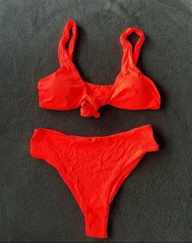 Boutique Bright orange front tie bikini set