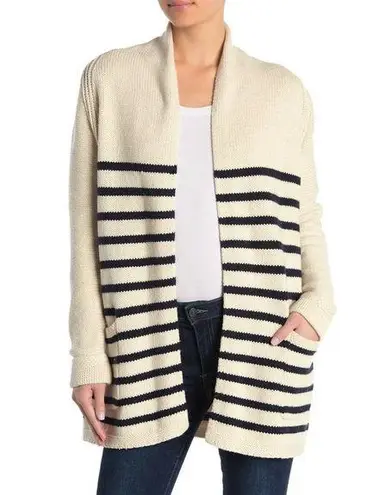 Magaschoni  Womens Striped Shawl Collar Open Front Cardigan Sweater XS