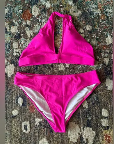 Beachsissi Solid Cutout One Shoulder Bikini Set