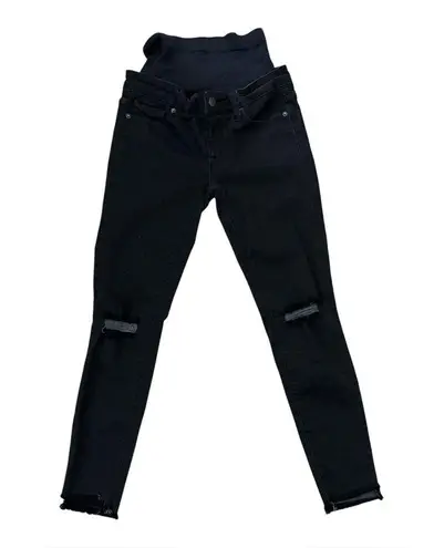 Blanqi Maternity Postpartum Belly Support Jeans | Black Distressed Raw Hem | 4