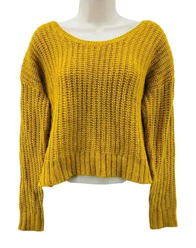 Ruby Moon Sweater XS Marigold Yellow Chunky Knit Open Back Wool Alpaca Blend - Image 1