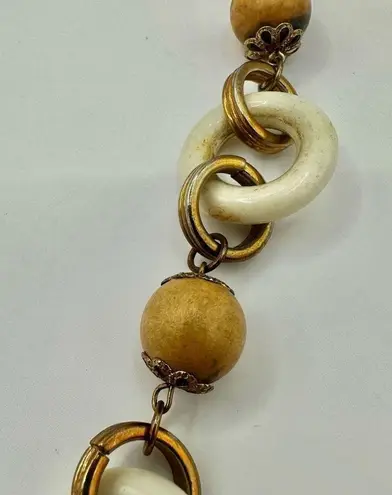 Bisou Bisou brown and white beaded necklace