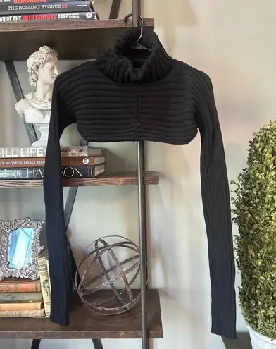 Birgitte Herskind Nynne Turtle Neck Bolero Cropped Sweater Black Womens Size Sma