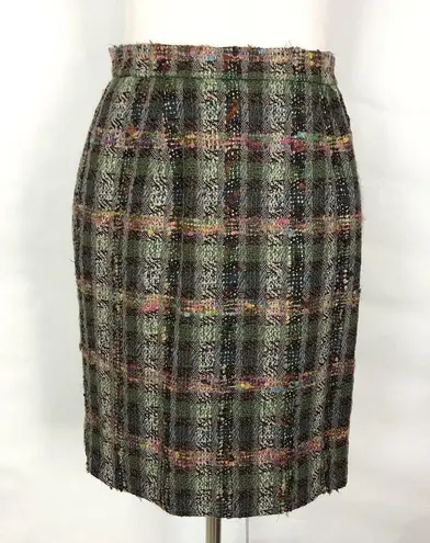 Carlisle Woven Tweed Straight Pencil Skirt Size 2 Plaid Textured Academia Office
