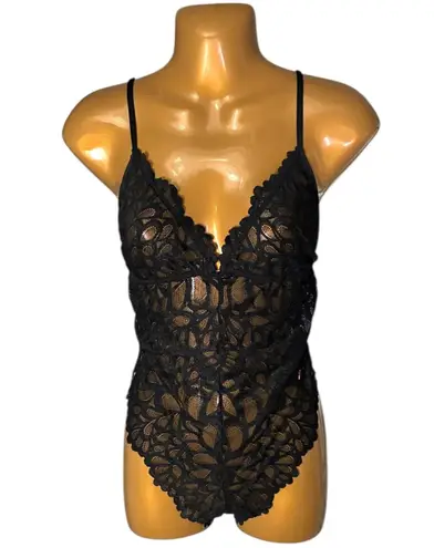 Savage X Fenty Black Lace V Neck Cami Bodysuit Medium