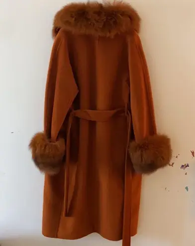Pissenlit Wool+Cashmere, fox fur coat. S Brown
