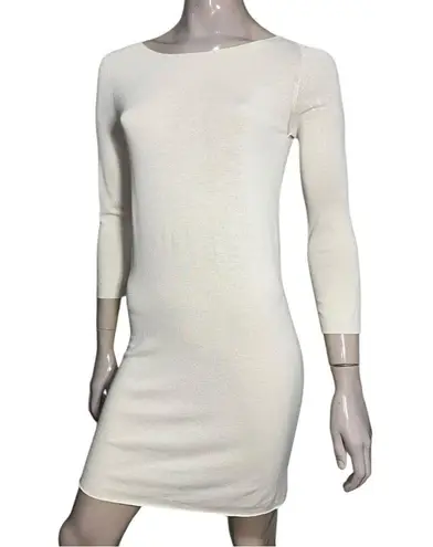 Kontatto Women’s Size S Cream Ivory Viscose Knit Blend Open Back Tie Dress