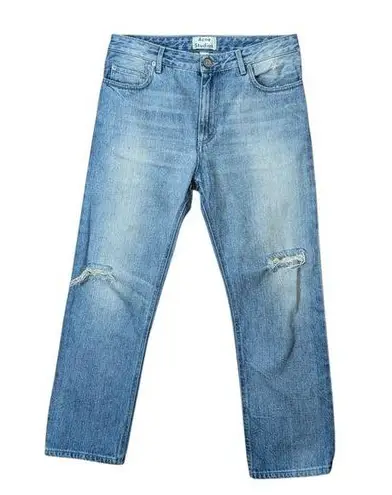 Acne Studios Pop Trash Crop Distressed Jeans Light Wash Size 34