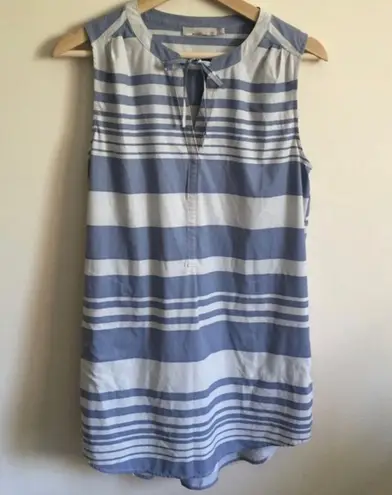 prAna White Fairhope Blue Stripe Natassa Halter Neck Sleeveless Tunic Tank Top