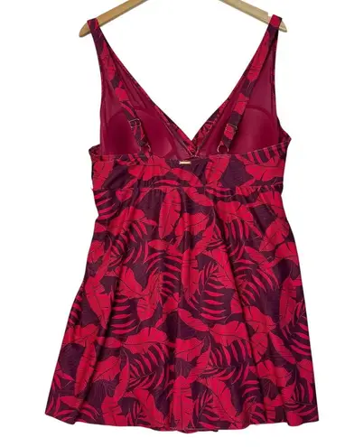 Slim Fit One Piece Tropical Swimwear Size 1X Red