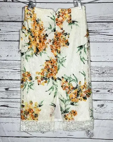New York And Company Eva Mendes NWT Size S Delicate Floral Lace Midi Pencil Skirt