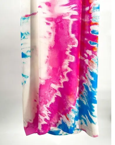 Retrofête Retrofete Silk Marlene Cotton Candy Maxi Slip Dress Tie Dye Print High Slit