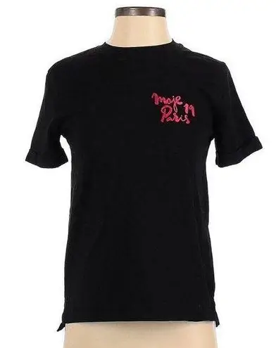Maje T-Shirt Black Pink Embroidered Paris Here & Away