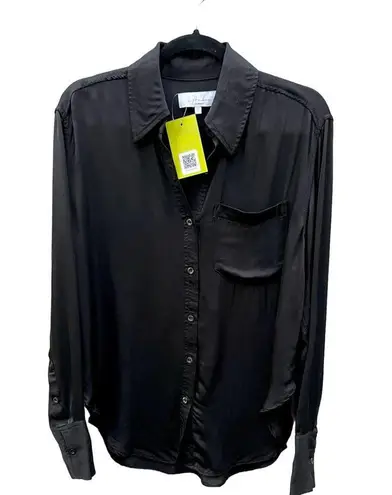 L'Academie Long Sleeve Button Down Lenae Tunic Shirt Black Women's Size XS