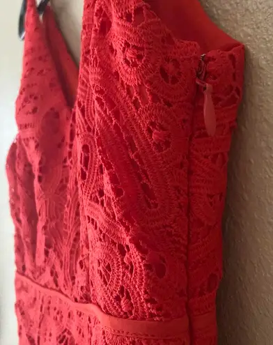 Adelyn Rae Womens Size XS V-Neck Lace Orange Dress