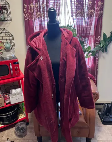 Woman Within Ladies Coat Burgundy Size 22 NWOT