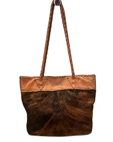 Lindalee Leather and Cow Hair Shoulder Bag/Tote