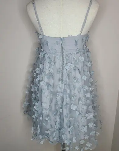 Storia  Monochromatic Gray Daisy Flower‎ Baby Doll Mini Dress Size Small