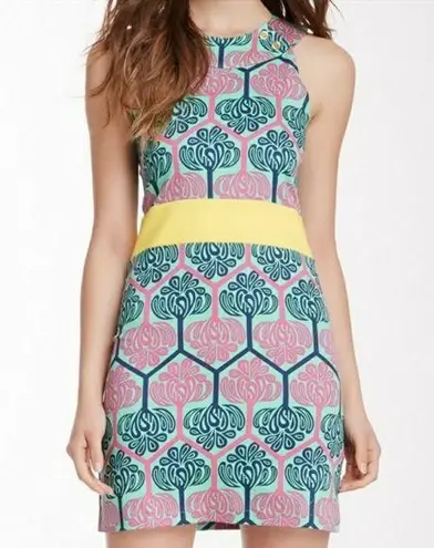 Tracy Negoshian Mint Multicolored Geo Contrast Waistband Shift Dress Size Small