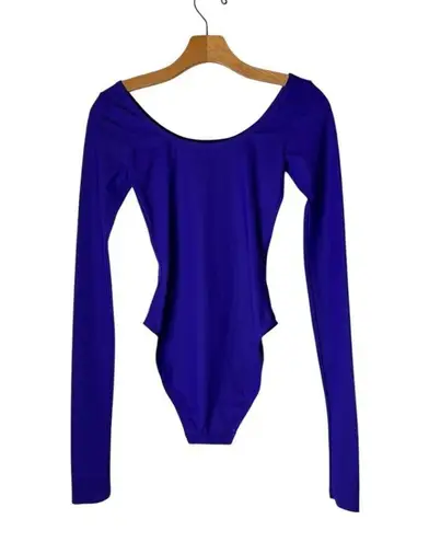 Tory Burch Leotard Women Small Purple Long Sleeve Scoop Neck Bodysuit Balletcore