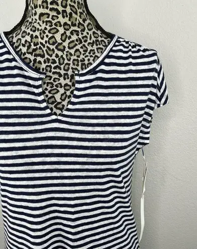 Caslon Navy/White Stripe Linen Blend Cap Sleeve Lightweight Tunic Top XXS NWT