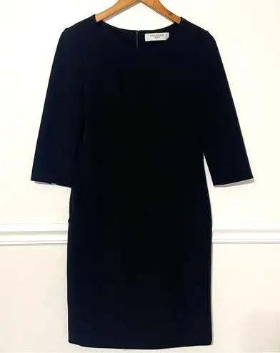 MM.LaFleur • black etsuko crew neck ¾ sleeve sheath dress sz 6