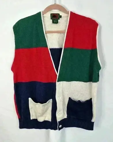 Boston Traders Sweater Vest Front Pockets Button Up Christmas Womens Size Large - Image 1
