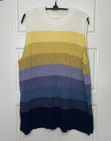 Nine West  Striped Sleeveless Sweater Womens Plus Size 1X Cotton Blend Multicolor