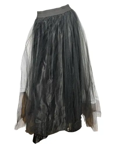 Gunne Sax Jessica McClintock Vintage Size 11 12 Black Layered Tulle Maxi Skirt