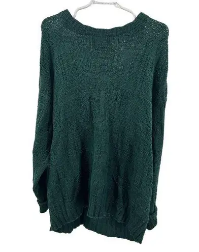 Lake Harmony Green Crew Neck Sweater M Textured Knit cotton vintage unisex Size M