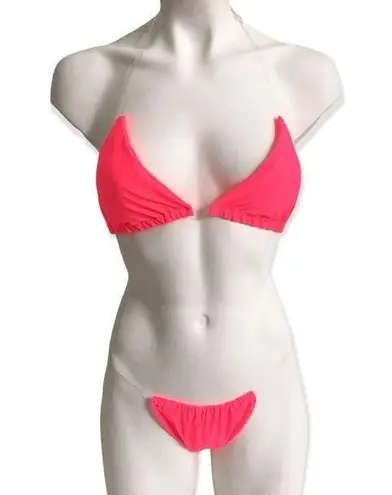 🆕No Tan Line Neon Pink Brazilian Bikini Size L