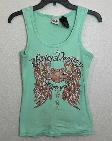 Harley Davidson Graphic Tank Top Green Size Large