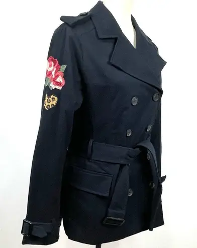 THIRD LAYER Floral Embroidered Trench Coat Size M Size M