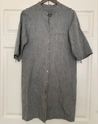 Vince  Gray Cotton Blend Button Down Shift Dress Size Medium