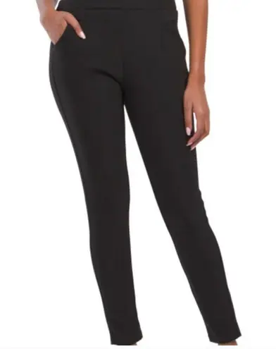 Kay Unger black Scuba pull on big rise tapered pant Large