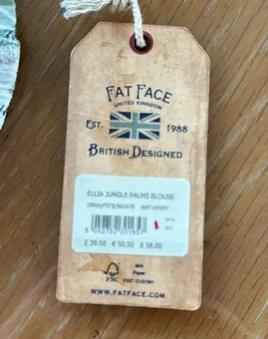 Fat Face Jungle Palms Blouse Size 12