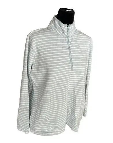 Orvis  Blue White Stripe Quarter Zip Pullover‎ Size Large