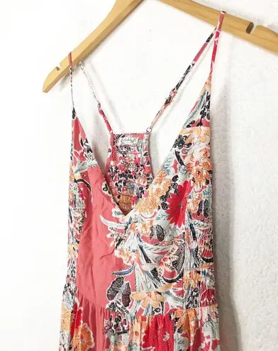 Free People  Coral Combo Floral Maxi Dress Medium Through The Vine Printed Boho