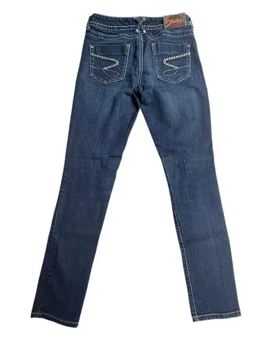 VTG Seven BLUE JEANS Women's 28x30 Rhinestones Embroidered Stitched Cotton Denim Size 28