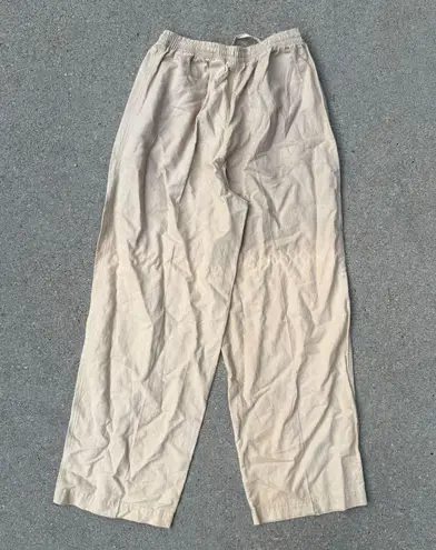 Hunt Club Vintage Linen Cotton Cream Beige Elastic Waist Casual Pants Slacks MED