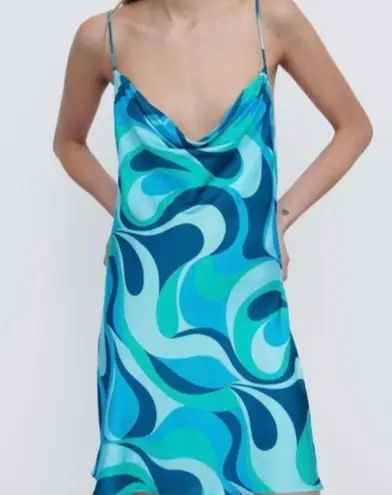 ZARA the Safia blue swirly dress