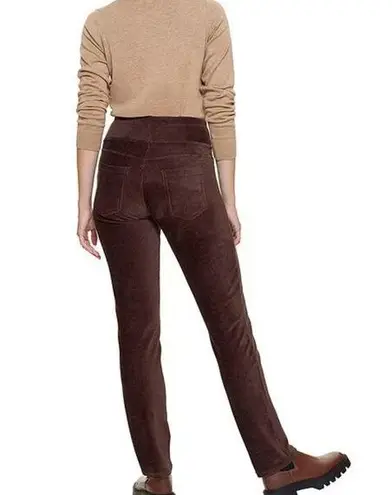 Hue Womens Size Small Girlfriend Cord Straight Leg Dark Brown