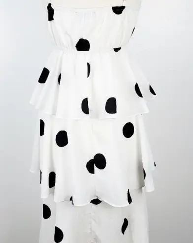O.P.T Polka dot midi Dress layered ruffles Black Size XS