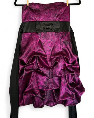 Ruby Rox strapless gothic purple and black ruffle dress with a tie back size M