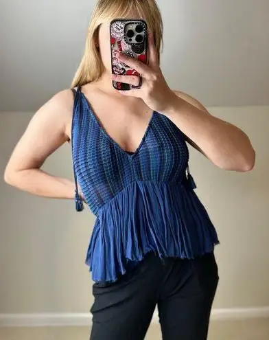 Akemi + Kin : Blue Tones Pleated Sleeveless Blouse