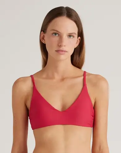 Quince NWT Berry Hot Pink Italian v-neck bikini top Sz L