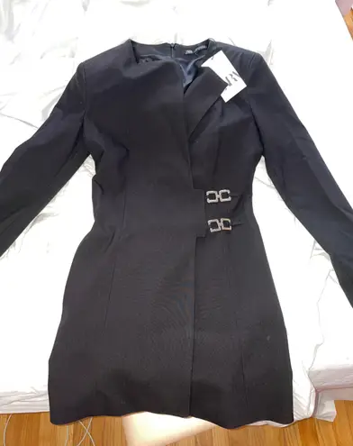 ZARA black side buckle blazer dress NWT