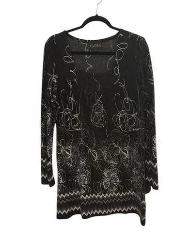 Adore Black and White Long Sleeve Dress Size M