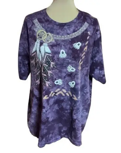 Vtg 90s Native American Tie Dye T shirt Purple Size XL